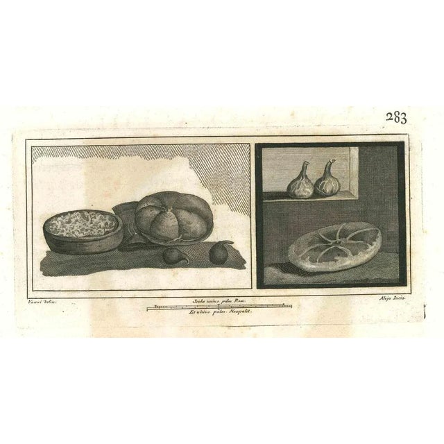 Ancient roman still life, from the series "antiquities of herculaneum", is an original etching on paper realized by...