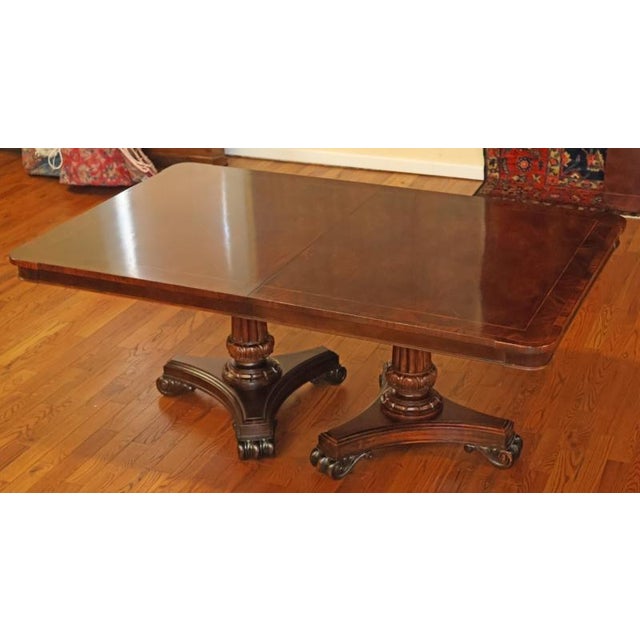 Wood Hickory Chair Flame Mahogany Regency Style Two Pedestal Conference Dining Table For Sale - Image 7 of 17