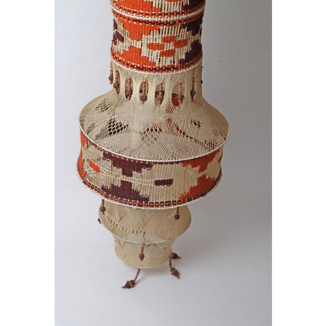 1970s Native American Macrame Boho Staircase Hanging Lamp, 1970s For Sale - Image 5 of 18