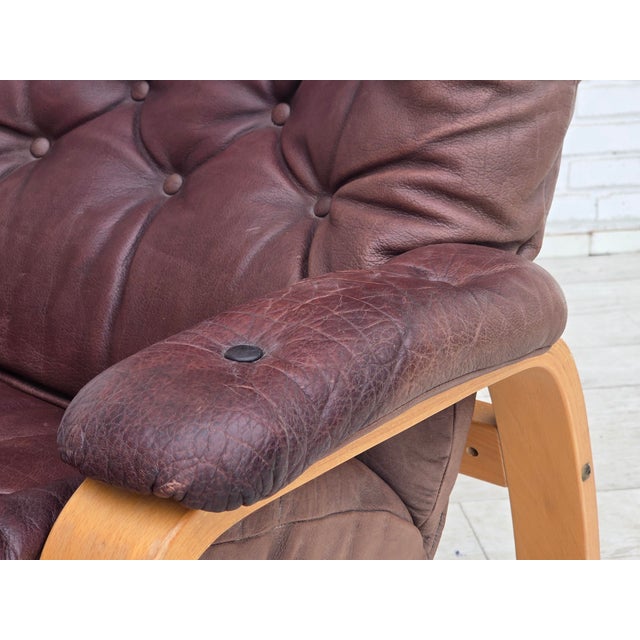 Mid-Century Modern Scandinavian Adjustable Armchair in Furniture Leather and Bentwood, 1970s For Sale - Image 3 of 18