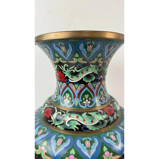 Chinese Monumental Chinese Cloisonne Enamel Vase For Sale - Image 3 of 13