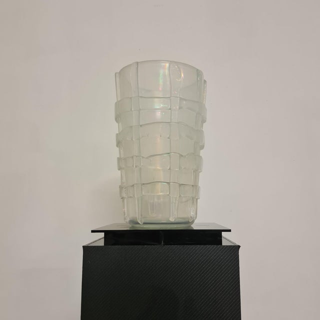 Large Iridescent Vase with Applications attributed to Ferro, Toso & Barovier For Sale - Image 3 of 18