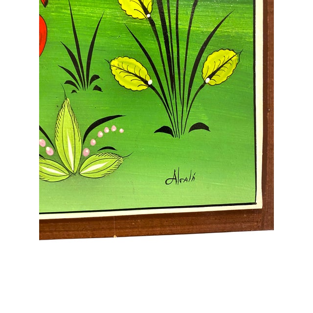 Mid 20th Century Arturo Alcala Mexican Folk Art Painting – Landscape With Birds, Deer, Elephants, Toucans, & Wildlife For Sale - Image 12 of 15