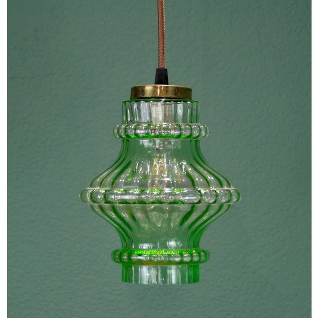 Green Glass Lamp, 1960s For Sale - Image 9 of 9