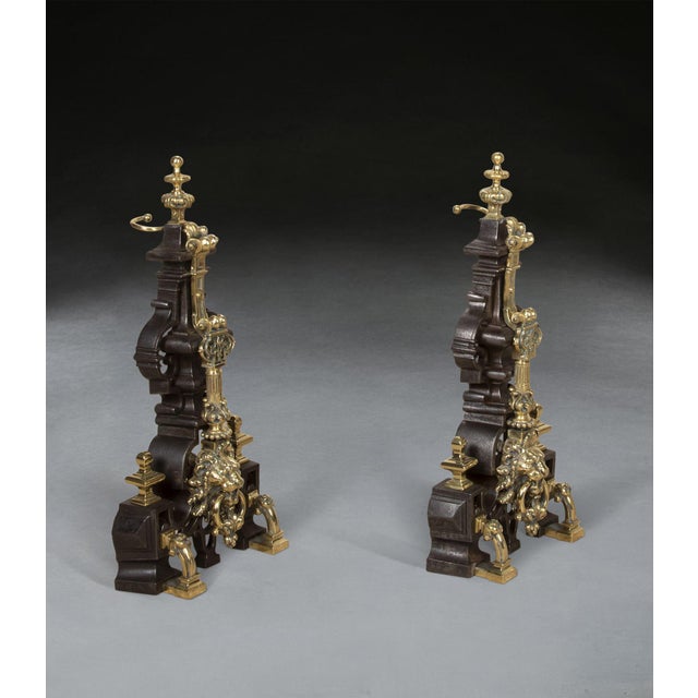 Baroque Cast Iron Andirons or Firedogs, 1860, Set of 2 For Sale - Image 3 of 7