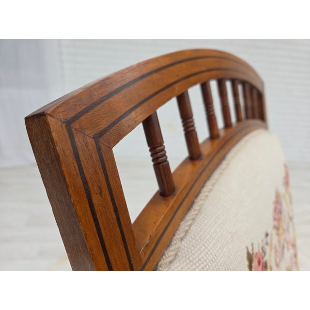 1930s Danish Highback Rocking Chair in Handwoven Wool and Ash, 1930s For Sale - Image 5 of 18