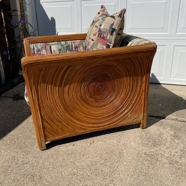 Mid-Century Modern Gabriella Crespi Style Pencil Reed Bamboo Chair For Sale - Image 3 of 7