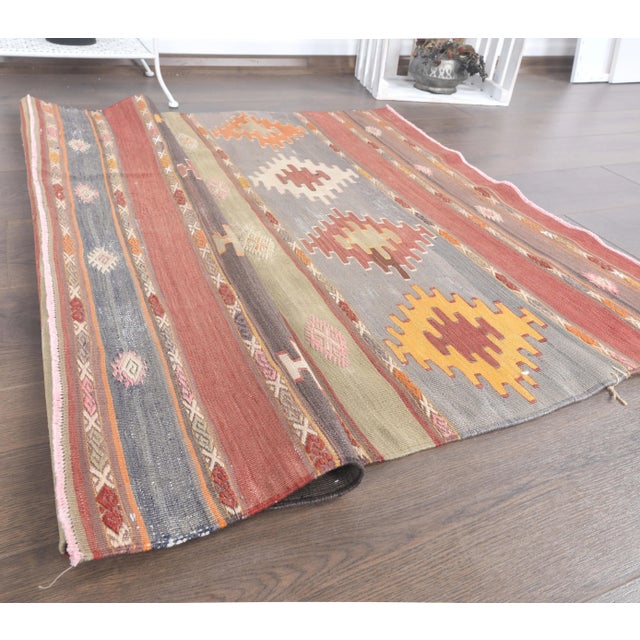 Vintage Turkish Hand-Knotted Rug is a semi-antique vintage rug. '70s Eastern region of Turkey's unique rug is perfectly...