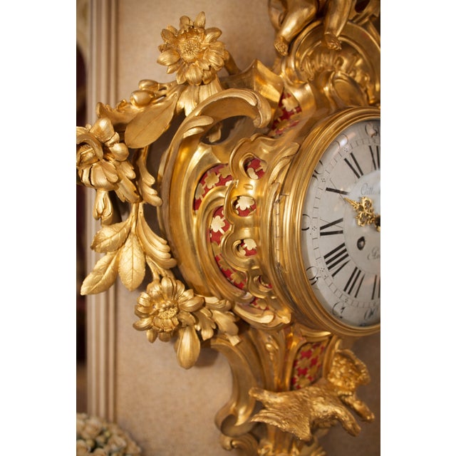 Mid-19th Samuel Marti Louis XV Ormolu Gilt Bronze Wall Clock For Sale - Image 9 of 12