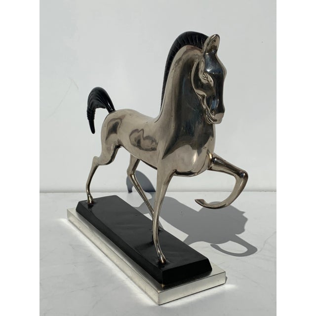 Art Deco Style Silvered Brass Etruscan Horse Sculpture For Sale - Image 9 of 13