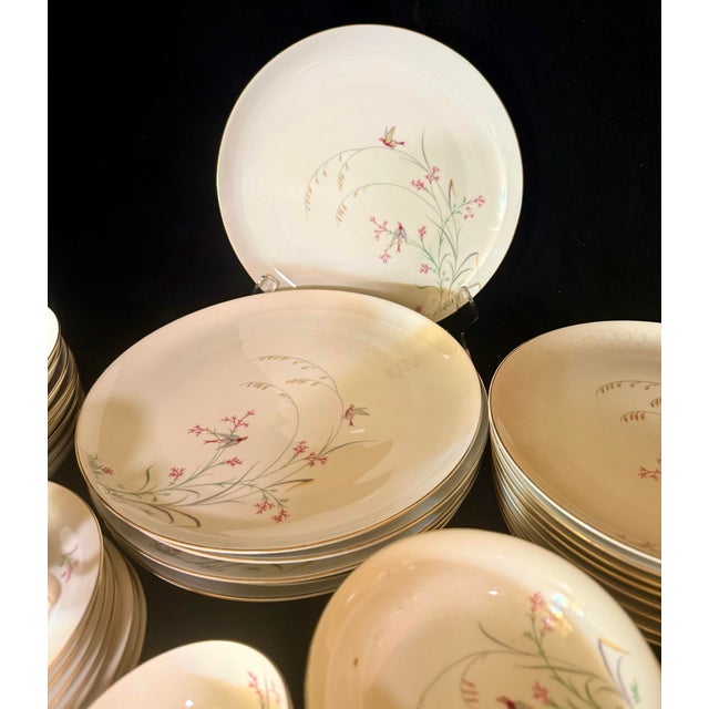 Red 1930s Eschenbach Bird Multicolor Leaves and Grasses Dinnerware Set - 50 pcs For Sale - Image 8 of 12