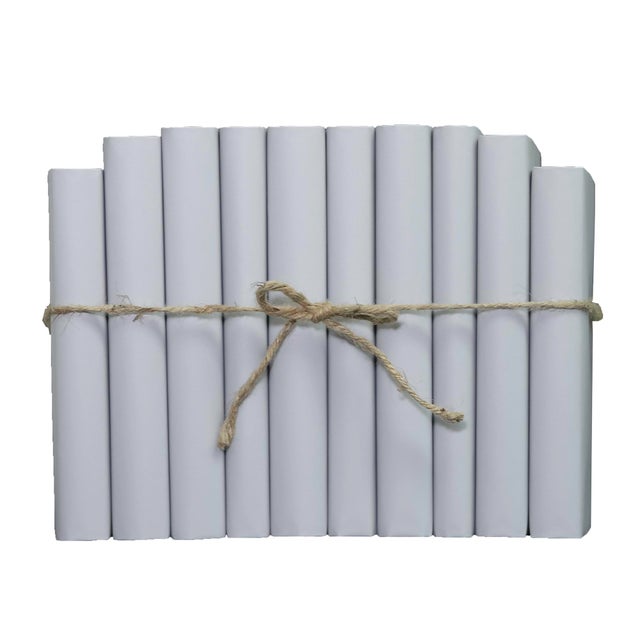 Contemporary Decorative Books - Cloudy Gray Paper Wrapped Book Bundle - 1 Foot of Grey Books For Sale - Image 3 of 3