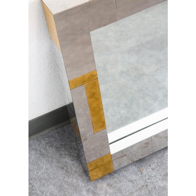 Mid Century Modern Mirror Wall Art Chrome Brass Gold Paul Evans Cityscape Square For Sale - Image 11 of 12