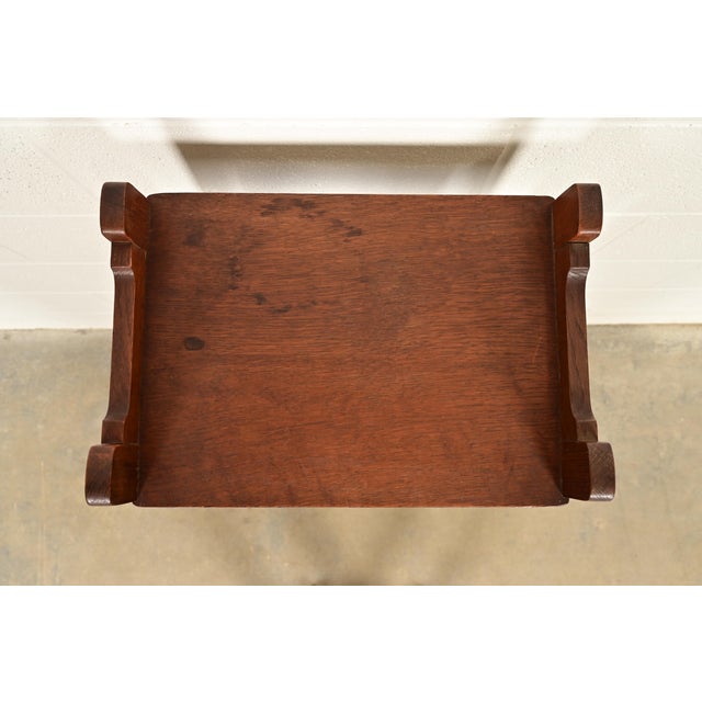 Brown Stickley Brothers Mission Oak Arts & Crafts Slatted Bookcase or Magazine Rack, Circa 1910 For Sale - Image 8 of 11
