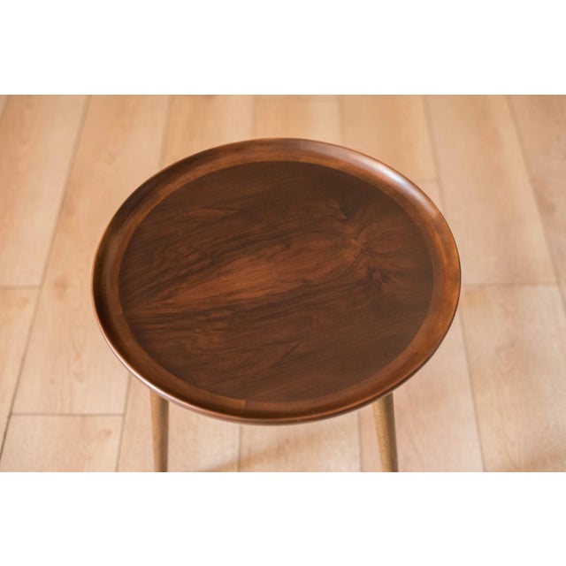 Oddense Maskinsnedkeri Mid Century Modern Round Walnut Tripod End Table by Anton Kildebergs Mobelfabrik For Sale - Image 4 of 8