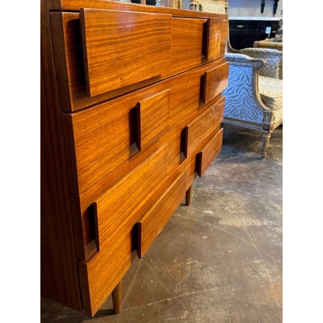 Modern Italian Gio Ponti Manner Walnut Chest For Sale In Dallas - Image 6 of 9