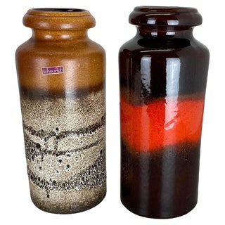 Fat Lava Pottery Vases from Scheurich, Germany, 1970s, Set of 2 For Sale