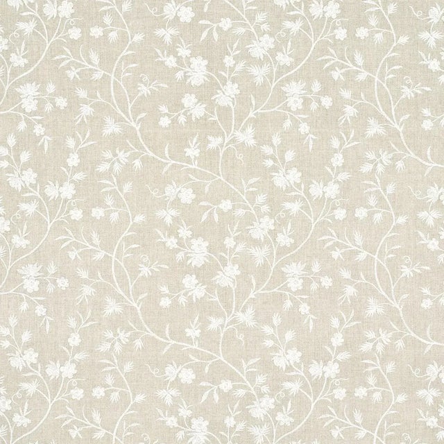 Mid-Century Modern Sample - Schumacher Wildflower Embroidery Fabric in Linen For Sale - Image 3 of 3