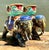 Vintage Glazed Ceramic Polychromed Elephants - A Pair For Sale - Image 9 of 12