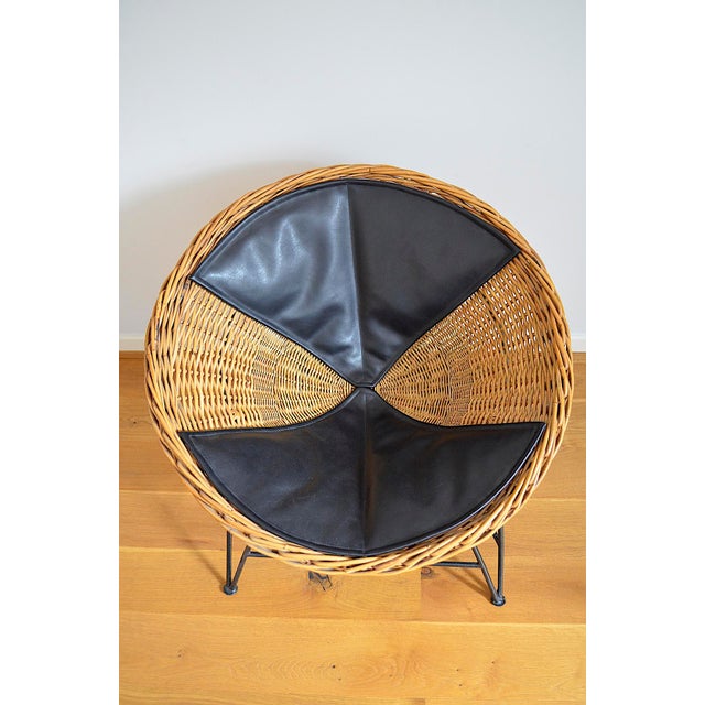 Mid-Century Round Wicker Chair, 1950s For Sale - Image 12 of 12