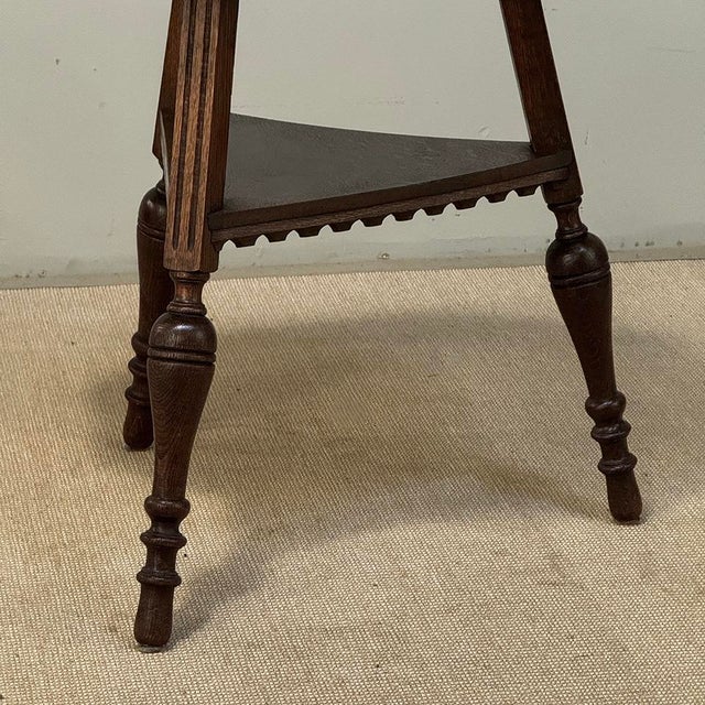 Antique English Nine Sided Carved Oak Spool Leg Occasional Table For Sale - Image 9 of 17