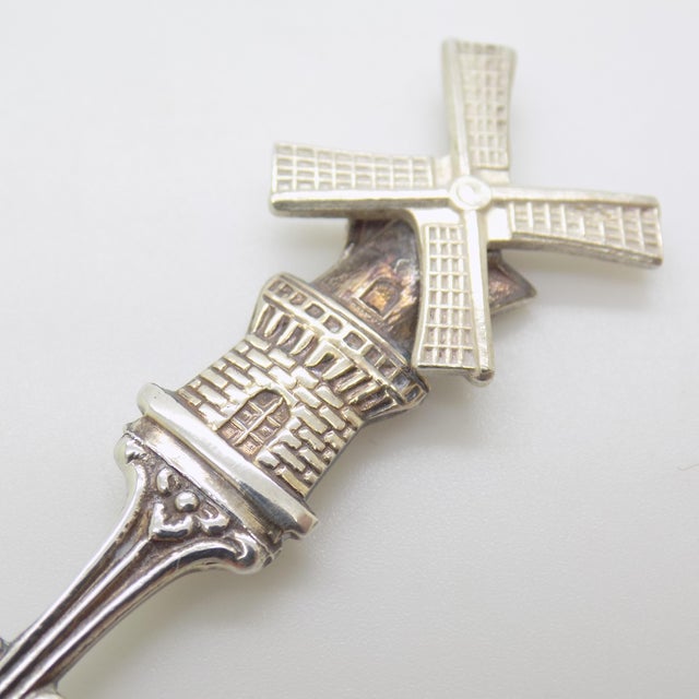 Vintage Handmade Sterling Silver 925 Teaspoon With Spinning Blades Windmill For Sale - Image 4 of 12