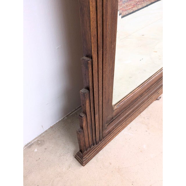 Vintage Art Deco Mirror in Oak with Carved Decoration, 1920s For Sale - Image 6 of 10