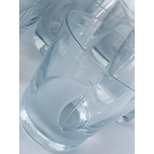 Glass Vintage Etched Sailboat Transparent Crystal Cocktail Lowball Glasses, in the 'Artel Style'- Set of 8 For Sale - Image 7 of 12
