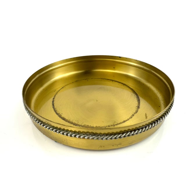 1960s Mid-Century Italian Glass and Brass Ashtray With Twisted Rope Detail For Sale - Image 14 of 17