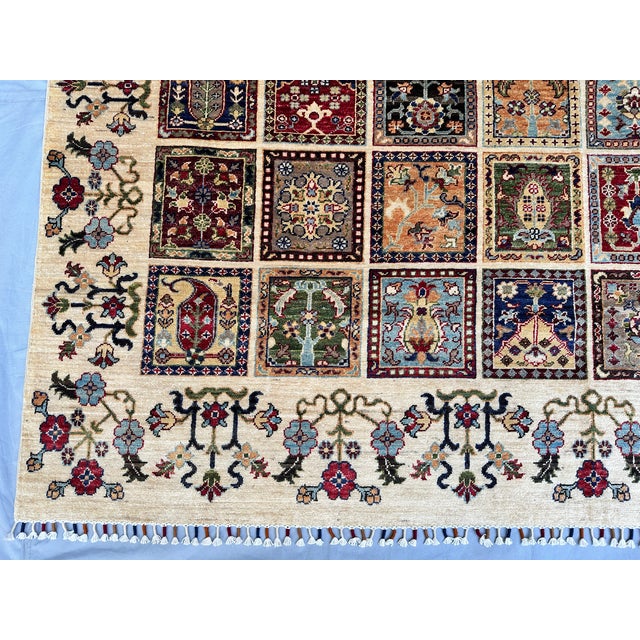 Hand-Knotted Afghan Bakhtiari Panel Garden Wool Area Rug - 8'1" X 11'5" For Sale - Image 9 of 16