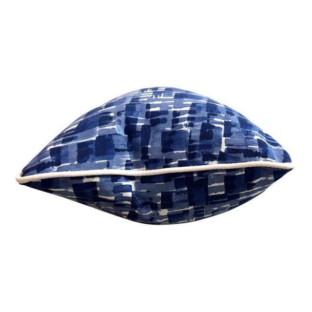 Pair Navy&white Indoor/Outdoor Lumbar Pillows For Sale - Image 4 of 5