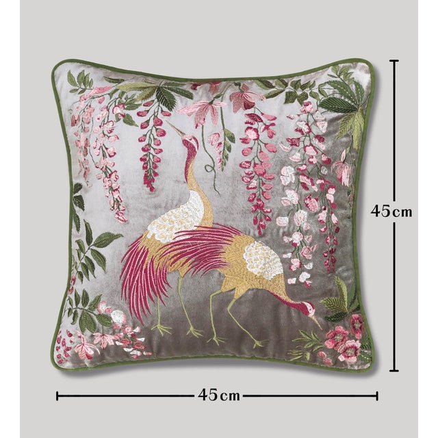 Transform your living room sofa or bedroom decor with this exquisite embroidered velvet pillow featuring a stunning...