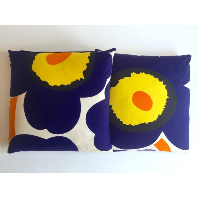 Marimekko Vintage 1960's Mid Century Scandinavian Modern " Unikko Poppy " Throw Pillows - a Pair For Sale - Image 13 of 13