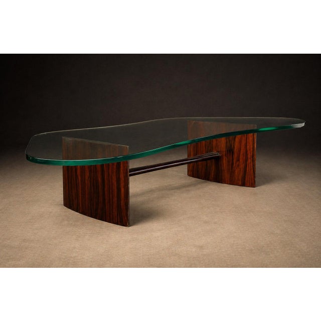 Brown Joaquim Tenreiro Rosewood & Crystal Coffee Table — Organic Form, Brazil, 1960s For Sale - Image 8 of 18