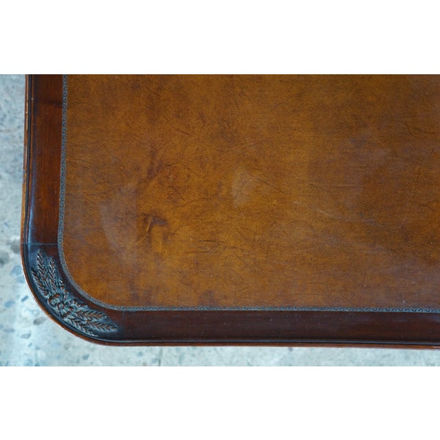 1940s Imperial Duncan Phyfe Regency Mahogany Tooled Leather Coffee Cocktail Table For Sale - Image 13 of 18