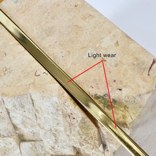 Round Glass Topped Tessellated Stone Brass Cantilever Coffee Table or Side Table For Sale - Image 13 of 15