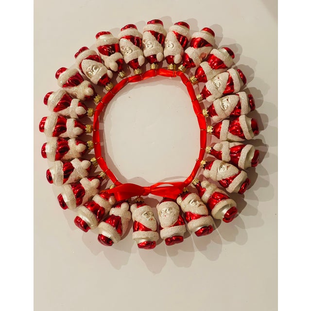 Mid century modern two dozen blown glass Cute Red Santa’s figurines, vintage European Christmas ornaments.