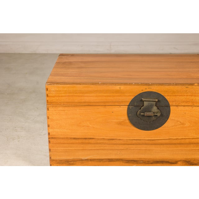 Vintage Chinese Pine Blanket Chest or Coffee Table with Brass Hardware For Sale - Image 12 of 18