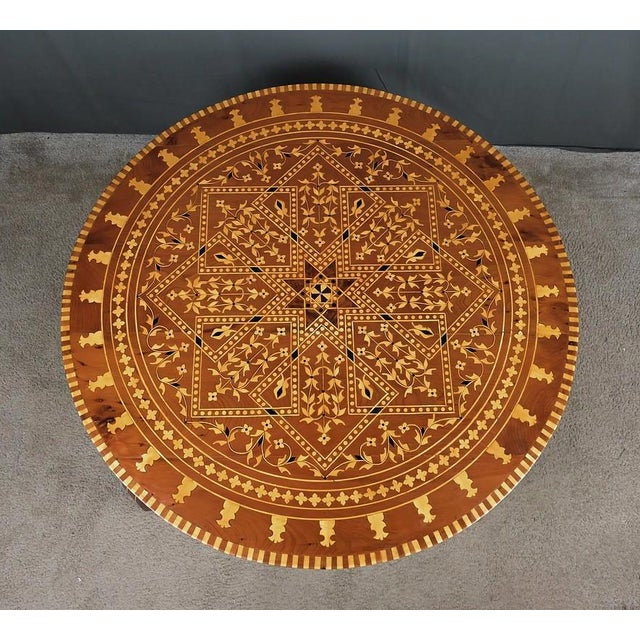 Large 20th Century Moroccan Marquetry Tea Table For Sale - Image 4 of 13