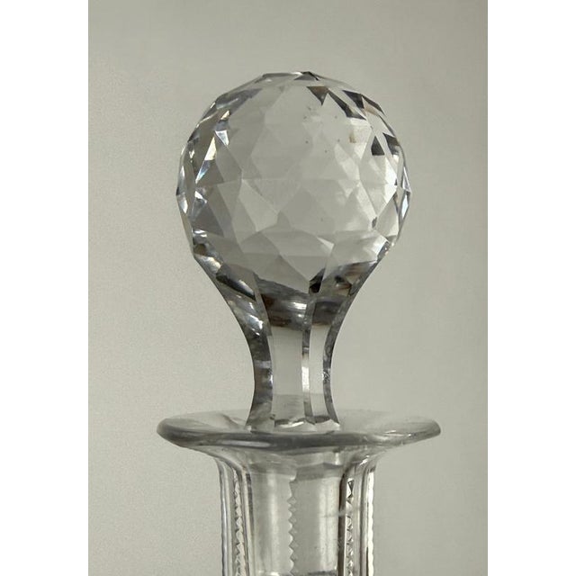 Glass Antique Hand-Cut Crystal Whiskey Decanter with Faceted Stopper, 1900 For Sale - Image 7 of 17