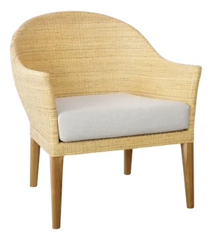Vintage Wood and Woven Rattan Chairs, Set of 2