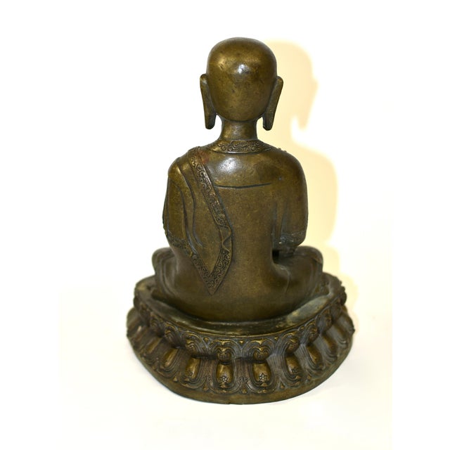 Antique Bronze Tibetan Teacher Tsongkhapa Statue For Sale - Image 16 of 16
