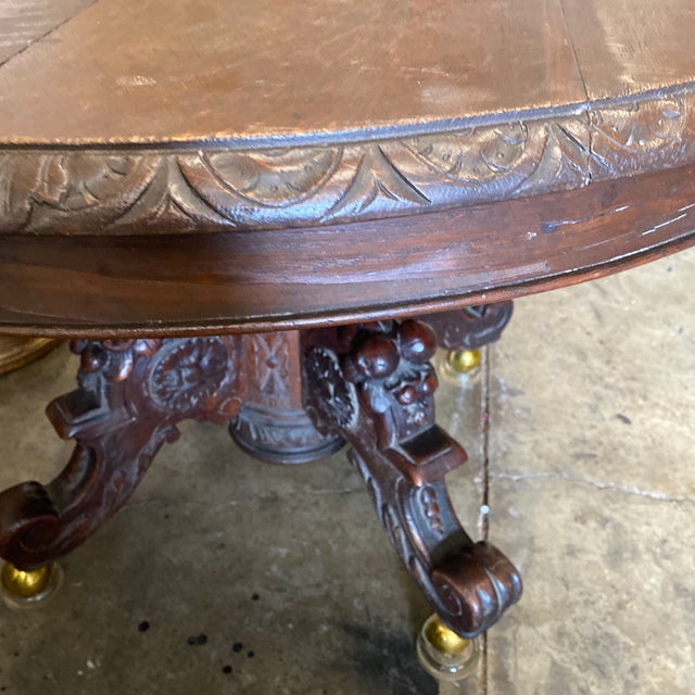 1970s Vintage Wooden Pedestal Table on Castors Chairish