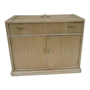 1990s Thomasville Wash Wood Cream Color Two Door & Two Drawer Flip Top Server