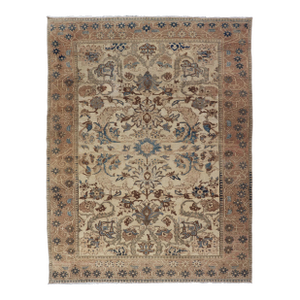 Antique Persian Bakhtiari Rug With Ivory Field and Figural Garden Design