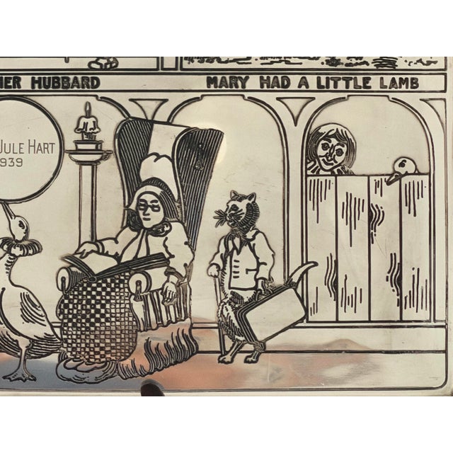 1930s Reed and Barton Engraved Nursery Rhymes Silverplate High Chair Tray - 1939 For Sale - Image 5 of 12