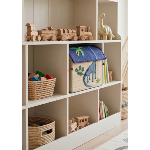 Whimsical Hand-Woven Raffia Dinosaur Toy Trunk For Sale - Image 10 of 12