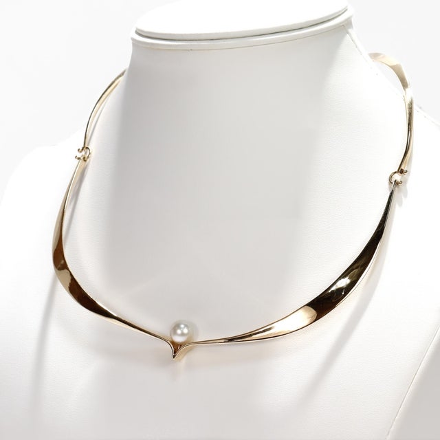 Ed Wiener Modernist 14k Gold & Pearl Curvex Choker Necklace or Collar For Sale - Image 17 of 18
