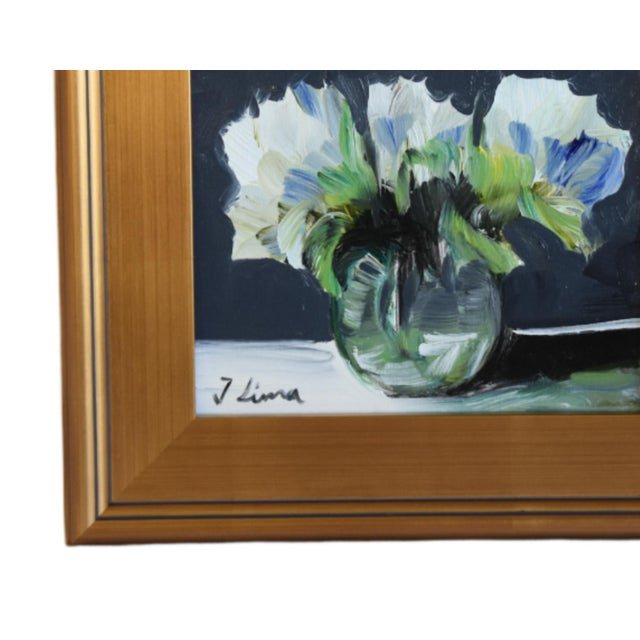 Impressionist abstract bouquet of colorful flowers in a vase oil painting on stretched artist canvas. The talented artist...