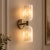 Handcrafted Brass & Natural Alabaster, Double Wall Sconces, Bathroom & Bedroom Lighting - Pair For Sale - Image 6 of 9